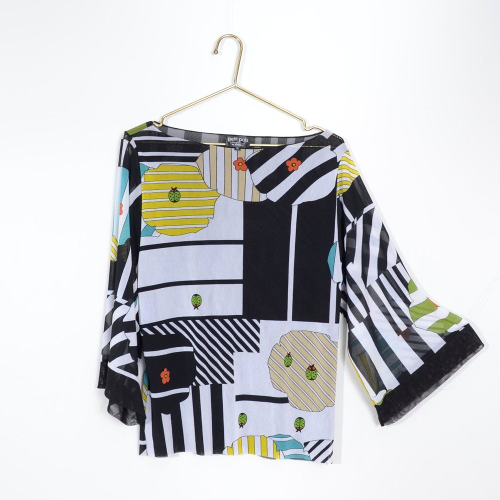 Mod Pattern Kimono Style Blouse